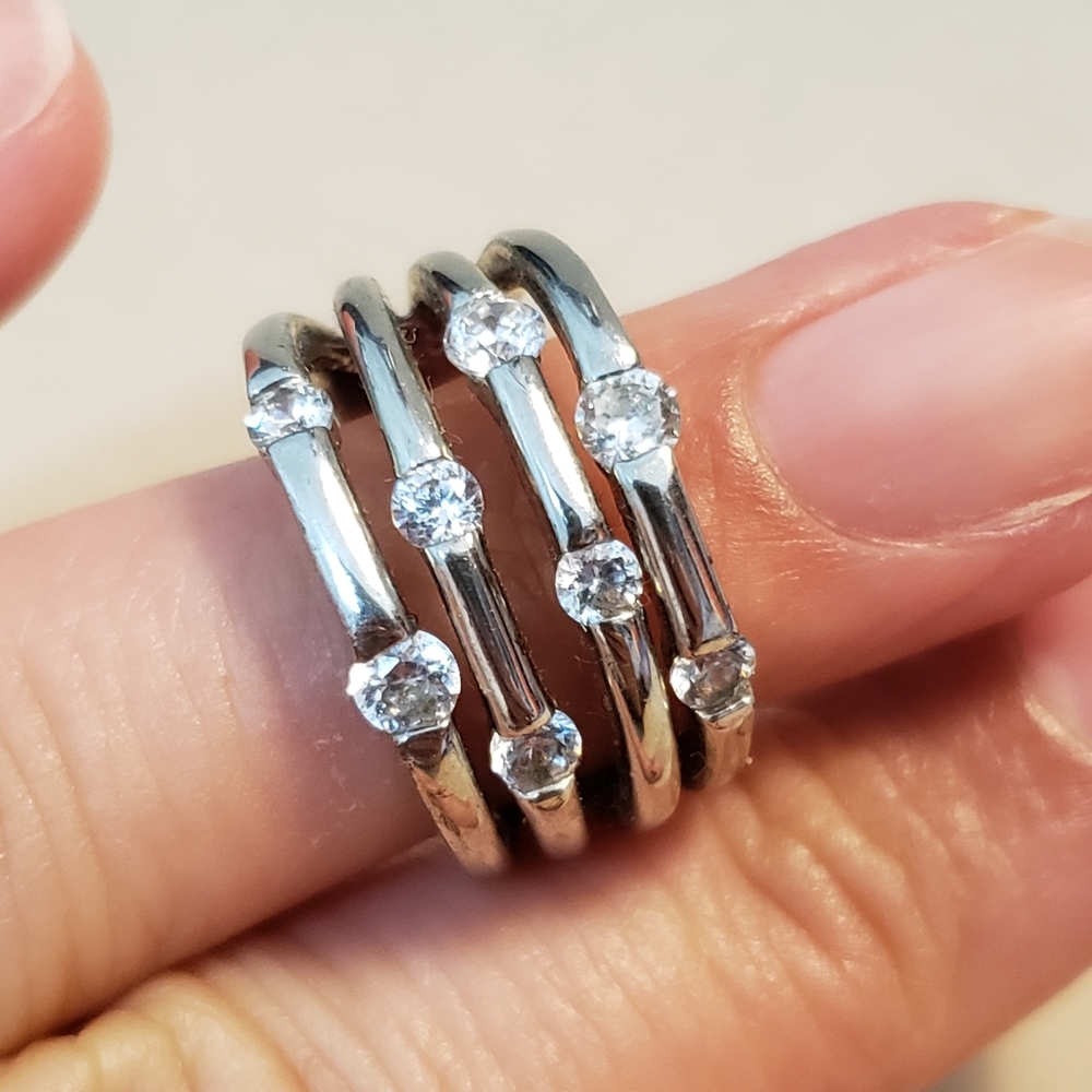Four Band Ring Silvertone